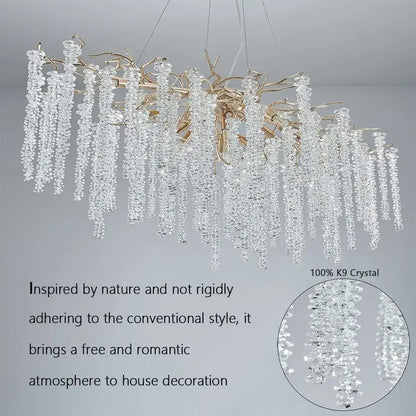 crystal tassel gold branch chandelier dining room light