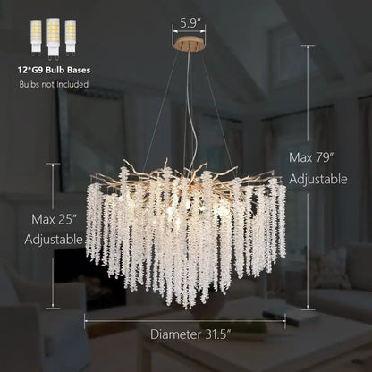 crystal tassel gold branch chandelier dining room light