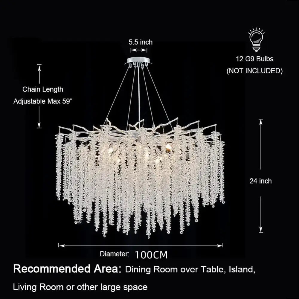 crystal tassel gold branch chandelier dining room light