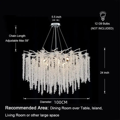 crystal tassel gold branch chandelier dining room light