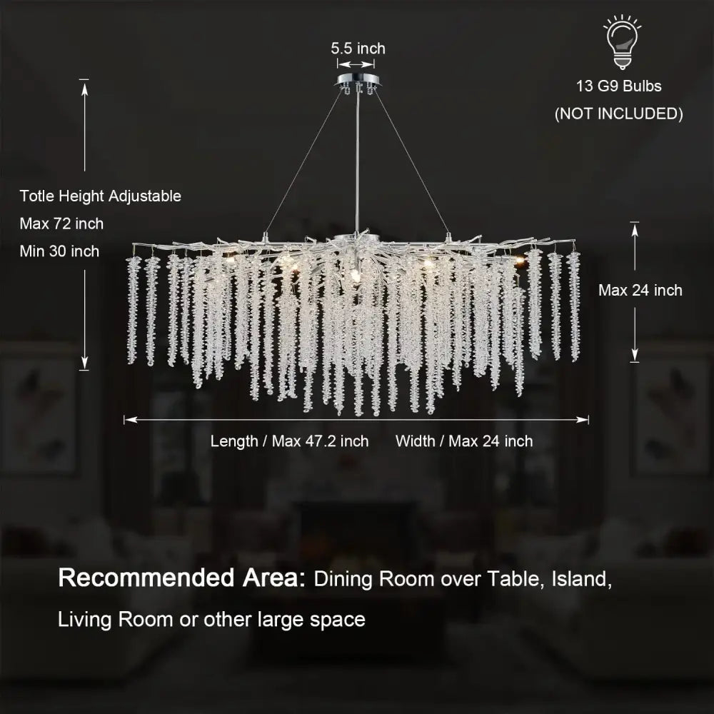 crystal tassel gold branch chandelier dining room light