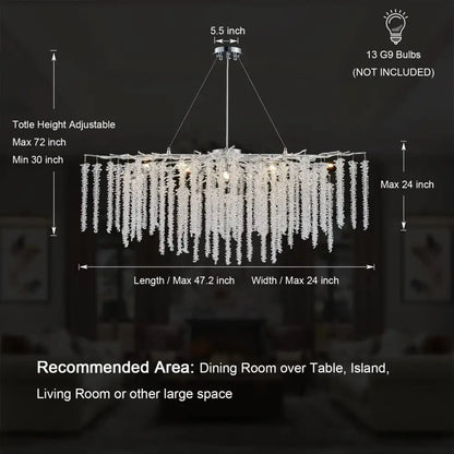 crystal tassel gold branch chandelier dining room light