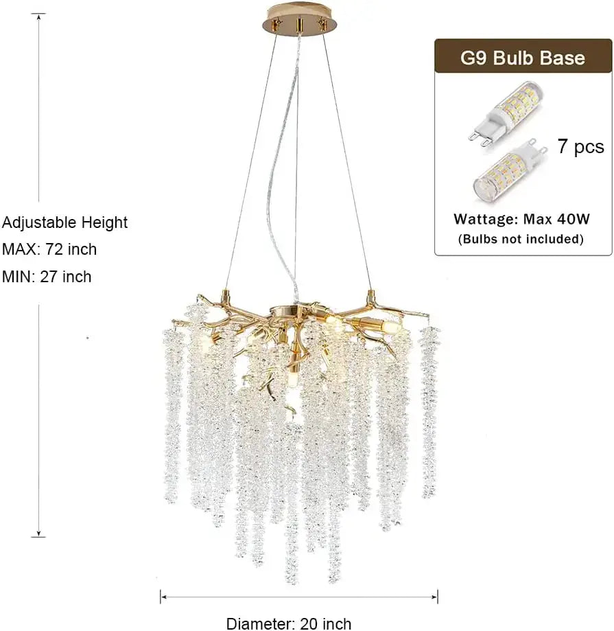 crystal tassel gold branch chandelier dining room light
