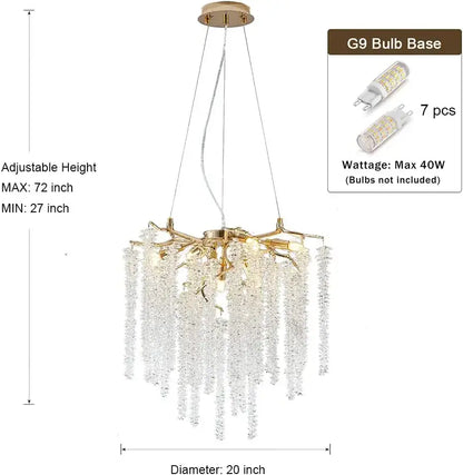 crystal tassel gold branch chandelier dining room light