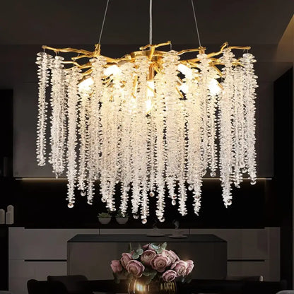 crystal tassel gold branch chandelier dining room light