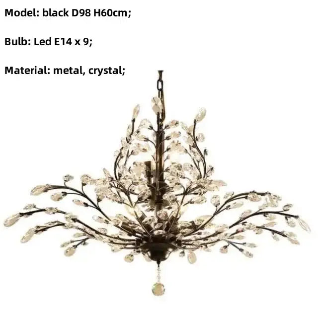 crystal tree black chandelier with beads bedroom light