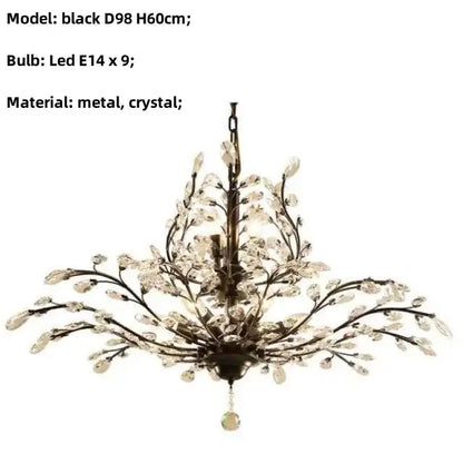 crystal tree black chandelier with beads bedroom light
