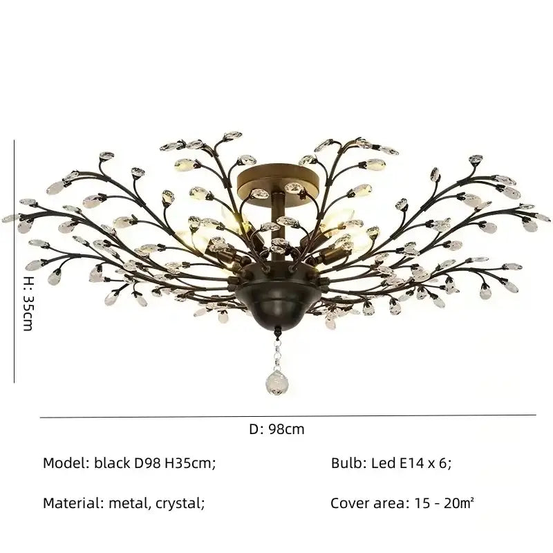 crystal tree black chandelier with beads bedroom light