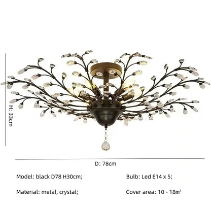crystal tree black chandelier with beads bedroom light