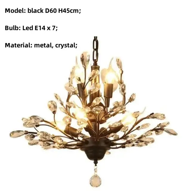 crystal tree black chandelier with beads bedroom light