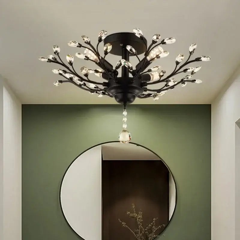 crystal tree black chandelier with beads bedroom light