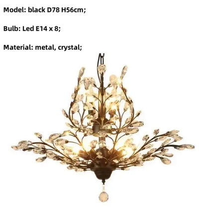 crystal tree black chandelier with beads bedroom light