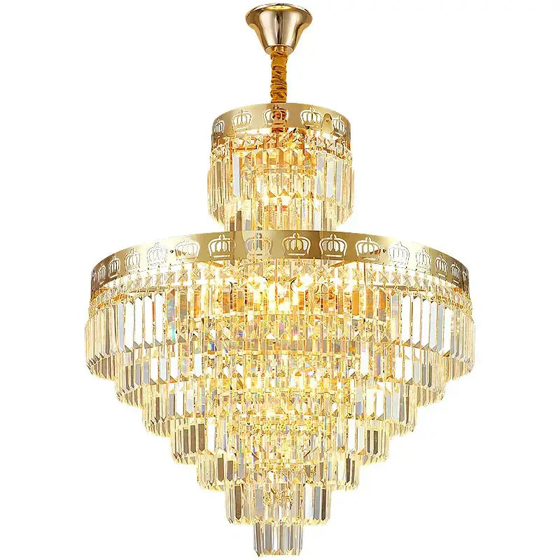 Decorbites crystal villa golden crown chandelier staircase light