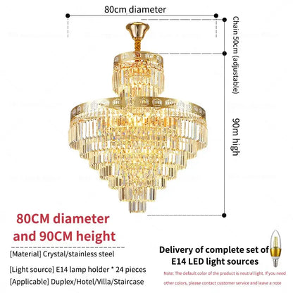 Decorbites crystal villa golden crown chandelier staircase light