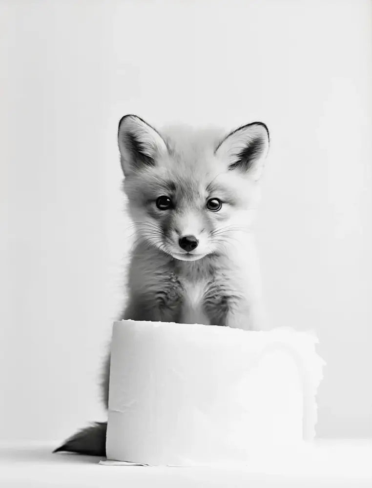 Cute animals canvas framed black & white bathroom wall art set