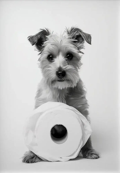 Cute animals canvas framed black & white bathroom wall art set