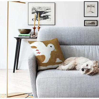 cute dog printed black & white pillow cover living room