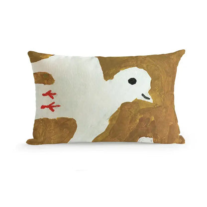 cute dog printed black & white pillow cover living room