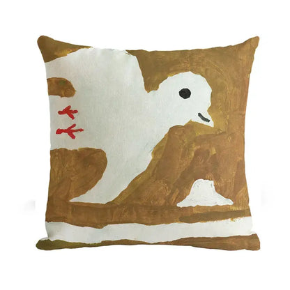 cute dog printed black & white pillow cover living room