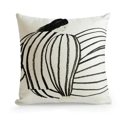 cute dog printed black & white pillow cover living room