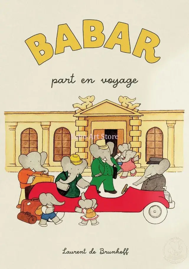 Cute elephant taking bath cartoon wall art kids room poster