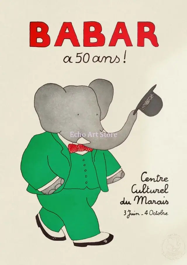 Cute elephant taking bath cartoon wall art kids room poster