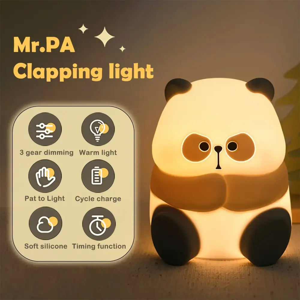 cute panda white & black night light bedroom sleep lamp