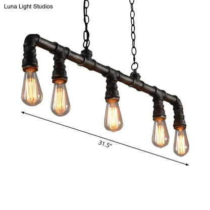 Cyberpunk black iron pipe ceiling light – dining room led incandescent