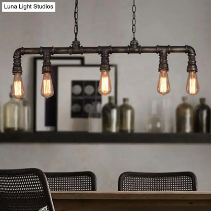 Cyberpunk black iron pipe ceiling light – dining room led incandescent