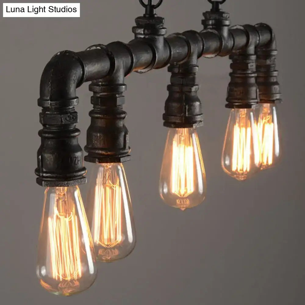 Cyberpunk black iron pipe ceiling light – dining room led incandescent