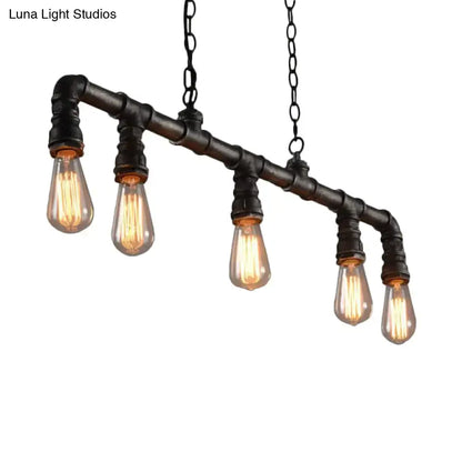 Cyberpunk black iron pipe ceiling light – dining room led incandescent