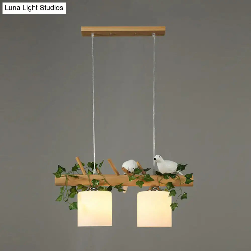 Country style bamboo bird deco pendant light for dining room