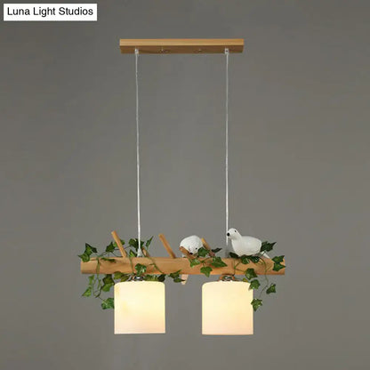 Country style bamboo bird deco pendant light for dining room