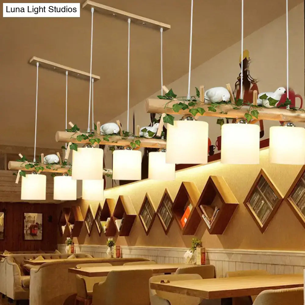 Country style bamboo bird deco pendant light for dining room