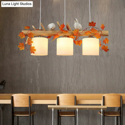 Country style bamboo bird deco pendant light for dining room