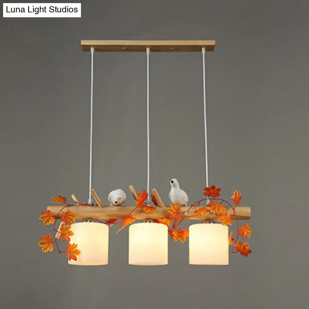 Country style bamboo bird deco pendant light for dining room
