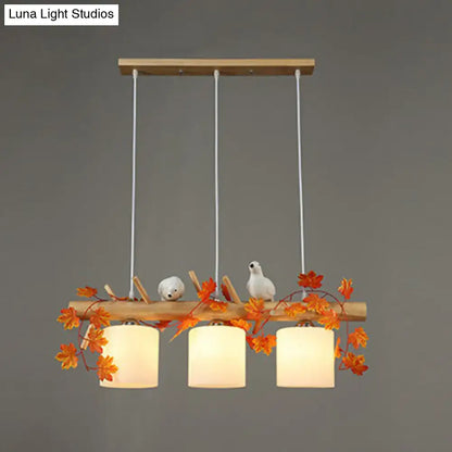 Country style bamboo bird deco pendant light for dining room