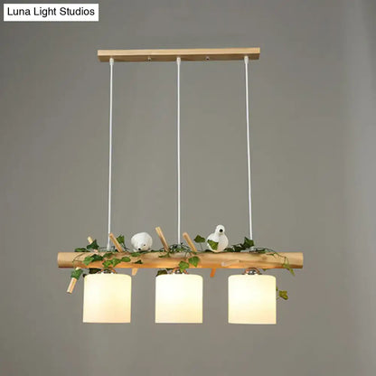 Country style bamboo bird deco pendant light for dining room
