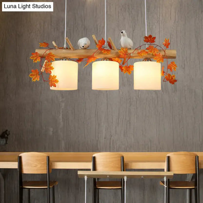 Country style bamboo bird deco pendant light for dining room