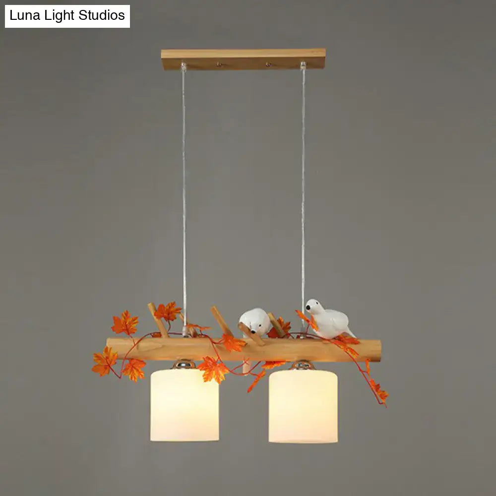 Country style bamboo bird deco pendant light for dining room