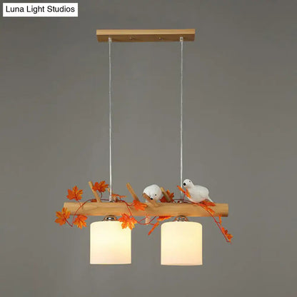 Country style bamboo bird deco pendant light for dining room