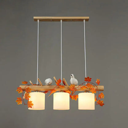 Country style bamboo bird deco pendant light for dining room