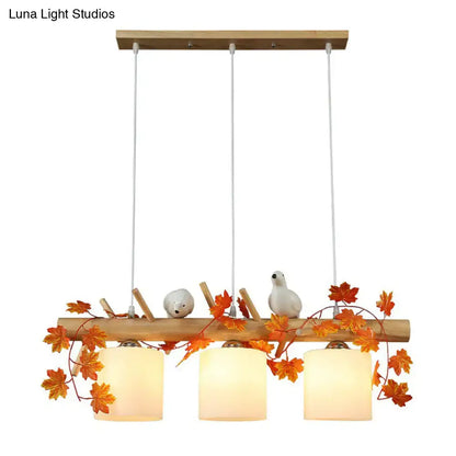 Country style bamboo bird deco pendant light for dining room