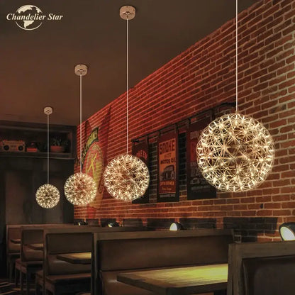 dandelion ball led chandelier gold firework dining room