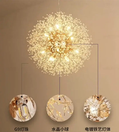 dandelion chandelier gold and crystal living room light