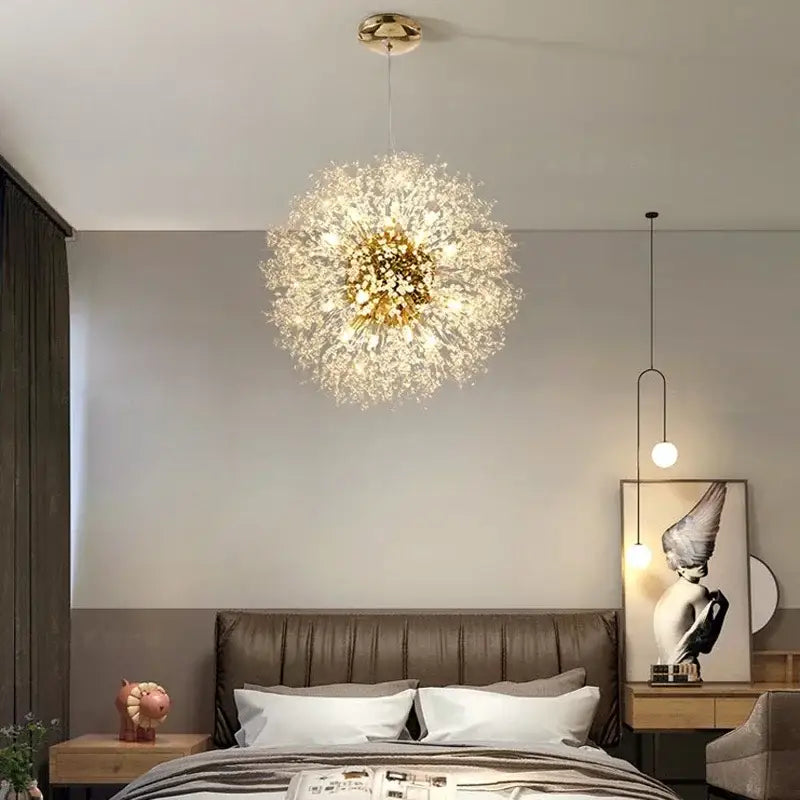 dandelion chandelier gold and crystal living room light
