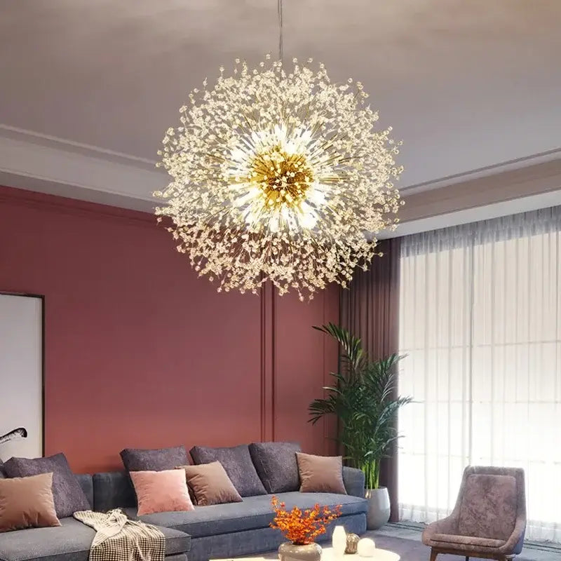 dandelion chandelier gold and crystal living room light