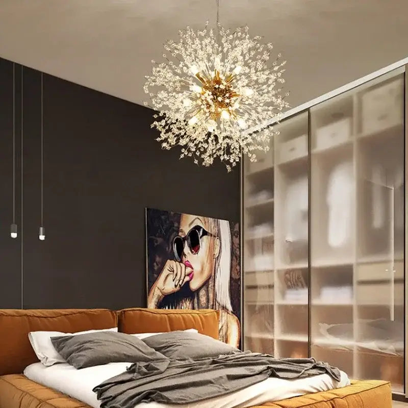 dandelion chandelier gold and crystal living room light