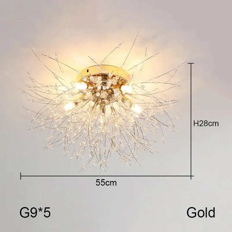dandelion chandelier gold crystal led living room light