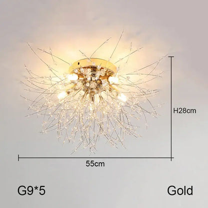 dandelion chandelier gold crystal led living room light